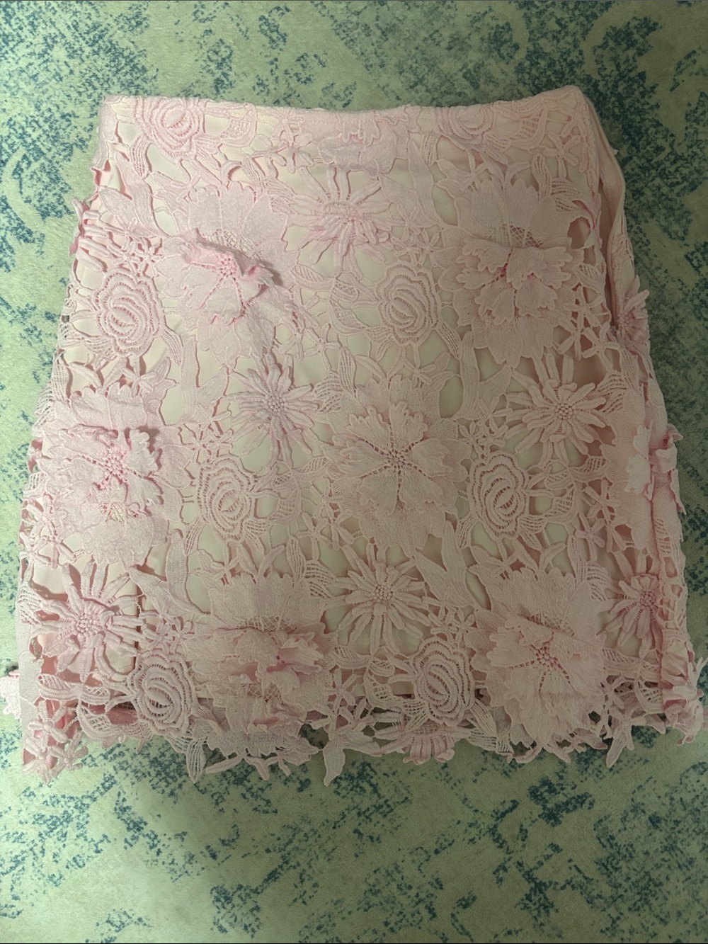 SHEIN Light Pink Floral Lace Mini Skirt